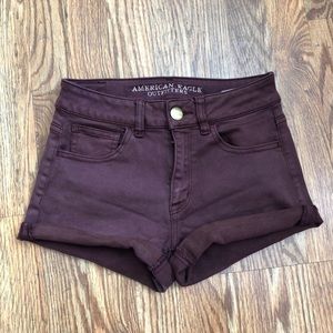 American Eagle Maroon Super Stretch Shorts